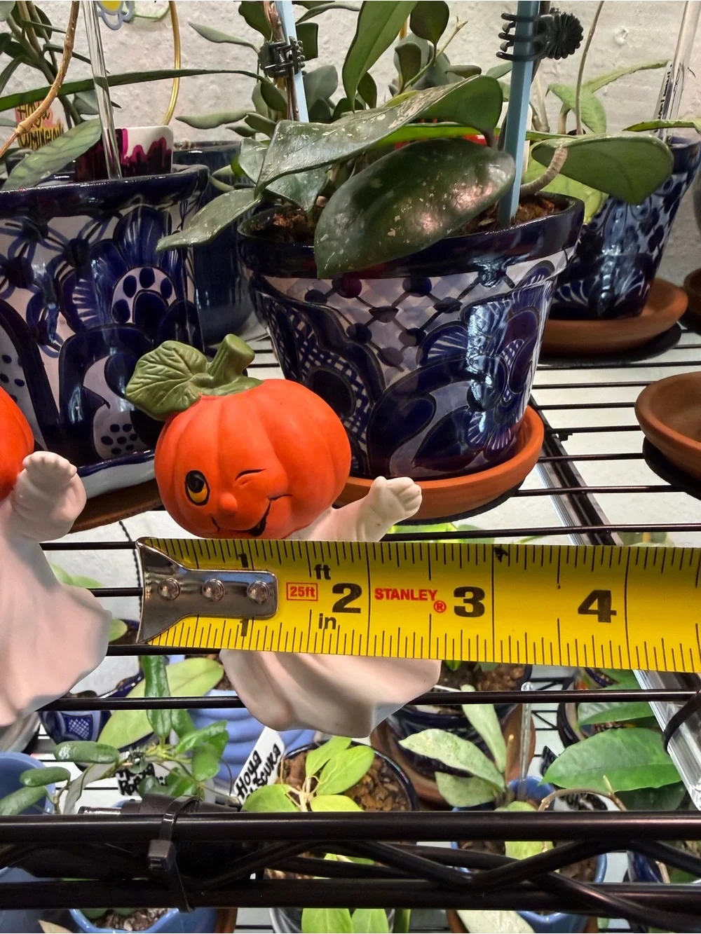 Vintage 1980s Ceramic Pumpkin Head Ghosts - Set of 2 Halloween Figurines
